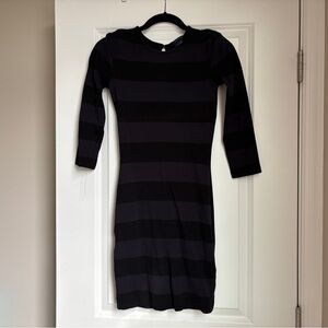 French Connection Striped Bodycon Dress Black/Gray Size 4